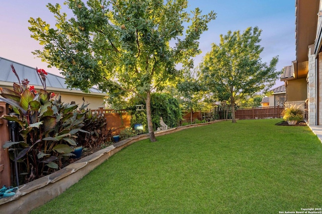 view of yard at dusk