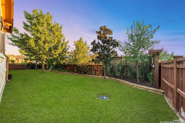 view of yard at dusk