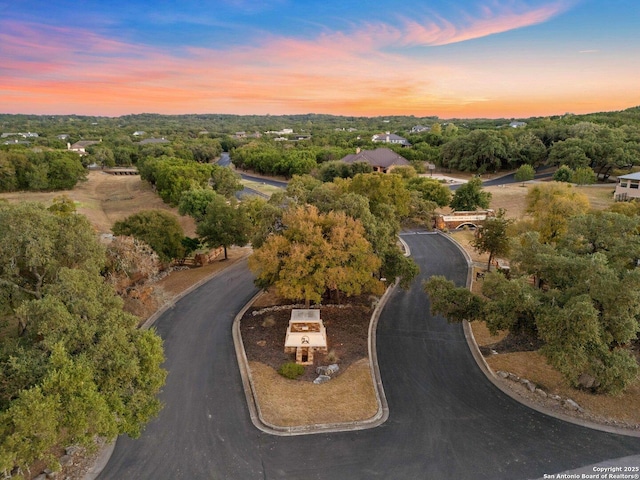 view of aerial view at dusk