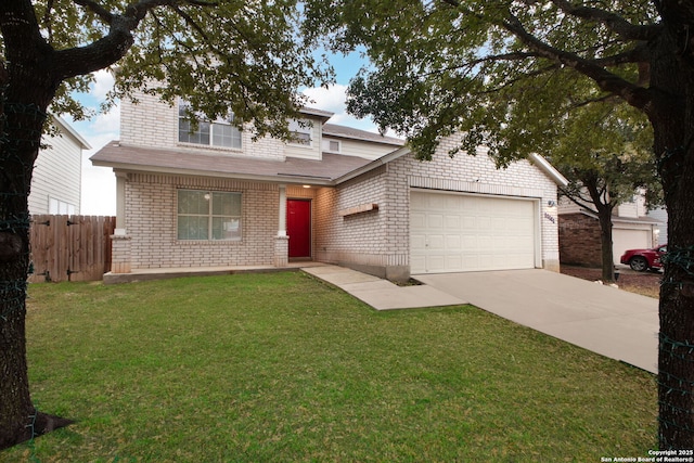 view of front facade featuring a garage and a front yard