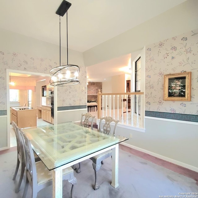 dining space featuring sink