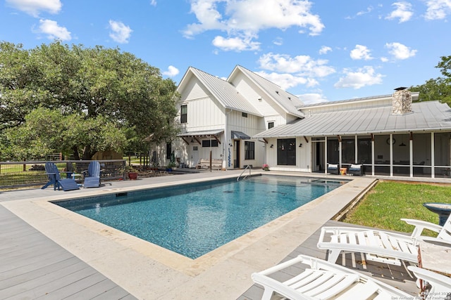 31545 Meadow Crk, Fair Oaks Ranch, TX 78015 - pool featuring fence and a sunroom