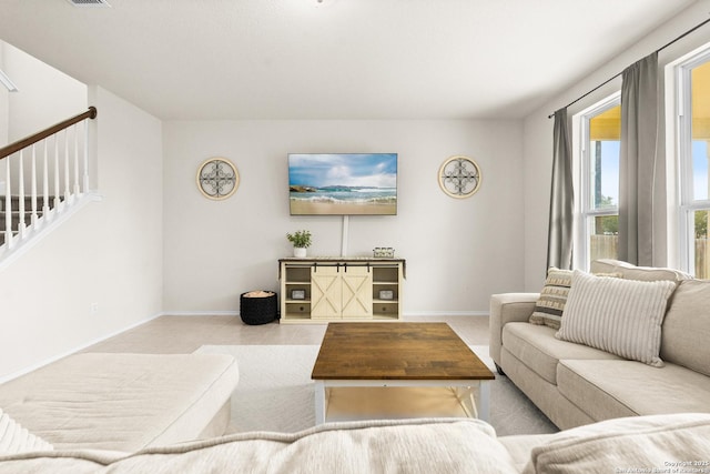 view of tiled living room