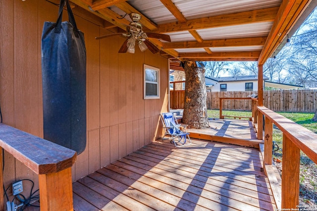 deck featuring ceiling fan