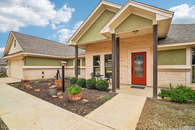 property entrance featuring a garage