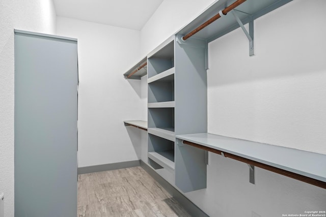 walk in closet featuring light wood-type flooring