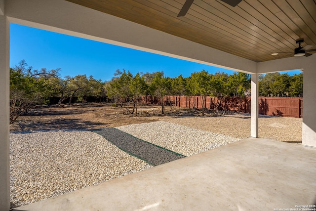 view of patio / terrace featuring ceiling fan