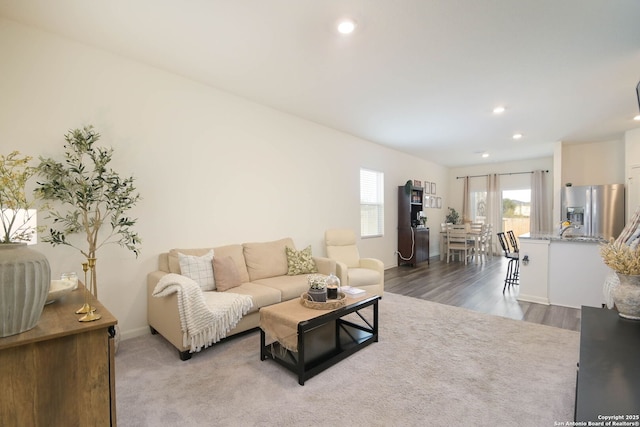 living room featuring carpet flooring