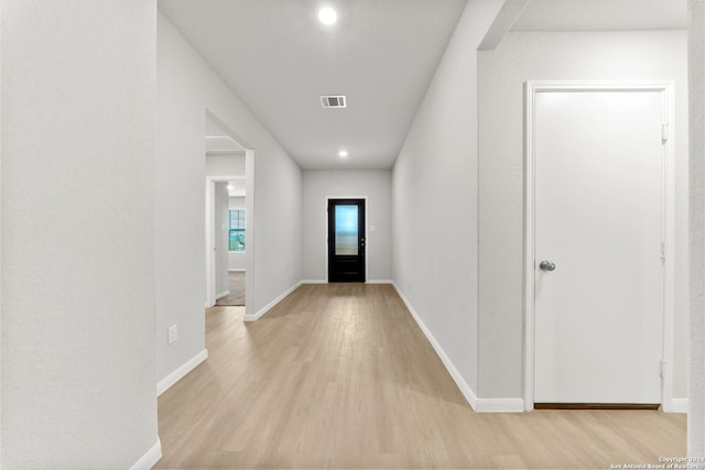 interior space with light hardwood / wood-style floors