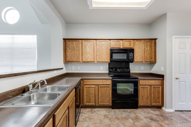 kitchen featuring sink and black appliances