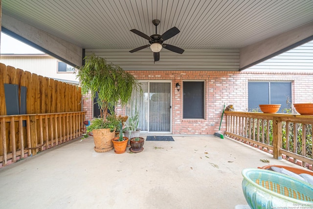 view of patio / terrace with ceiling fan