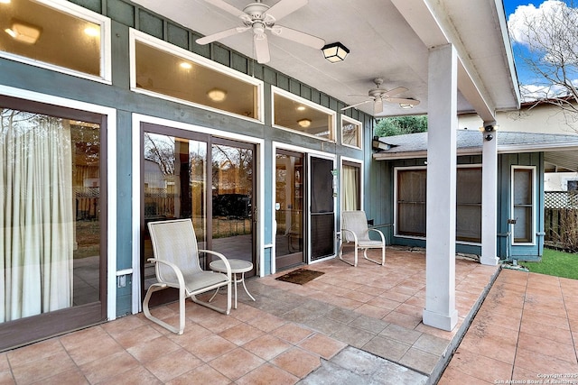 view of patio / terrace featuring ceiling fan