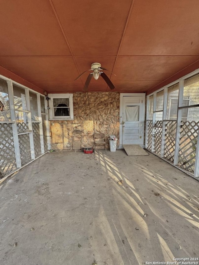 view of patio with ceiling fan