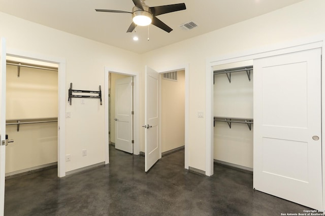 unfurnished bedroom with ceiling fan