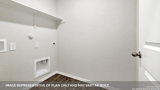 laundry room with hookup for a gas dryer, electric dryer hookup, dark hardwood / wood-style floors, and hookup for a washing machine