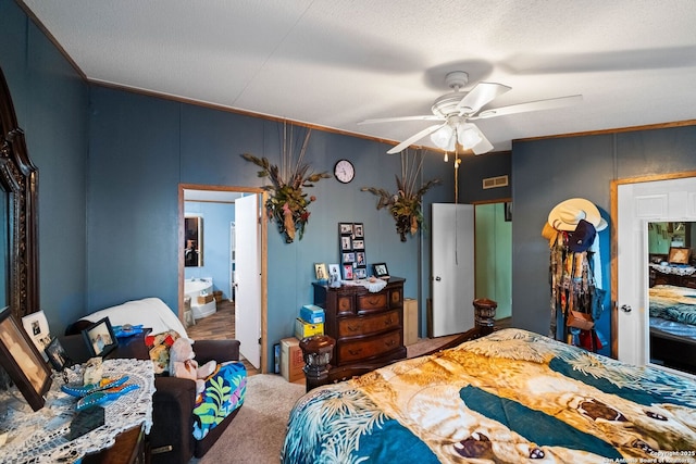 bedroom featuring carpet floors and ceiling fan