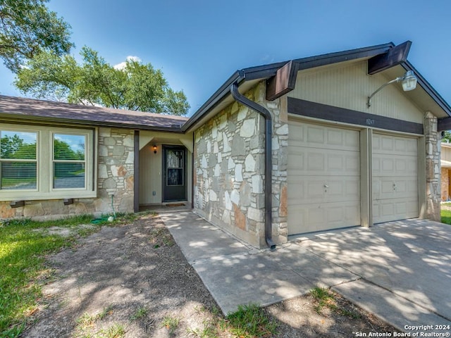 exterior space featuring a garage