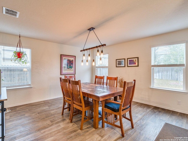 dining space featuring a healthy amount of sunlight and wood-type flooring