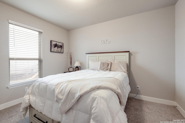 carpeted bedroom with multiple windows