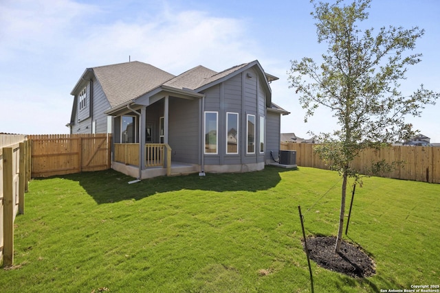 10257 Bartenheim Dr, Schertz, TX 78154 - rear view of property featuring central AC unit and a shingled roof