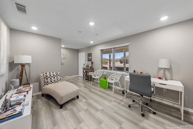 office featuring light wood-type flooring