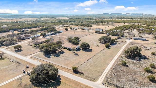 drone / aerial view featuring a mountain view