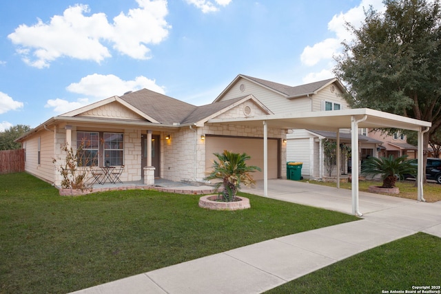 view of front facade with a garage and a front yard