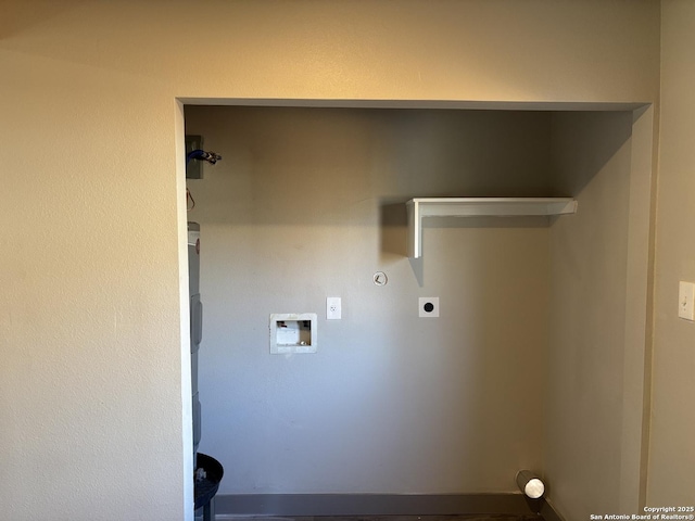 laundry area with hookup for a gas dryer, washer hookup, and hookup for an electric dryer