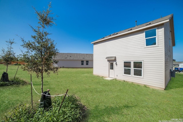 rear view of property with a yard