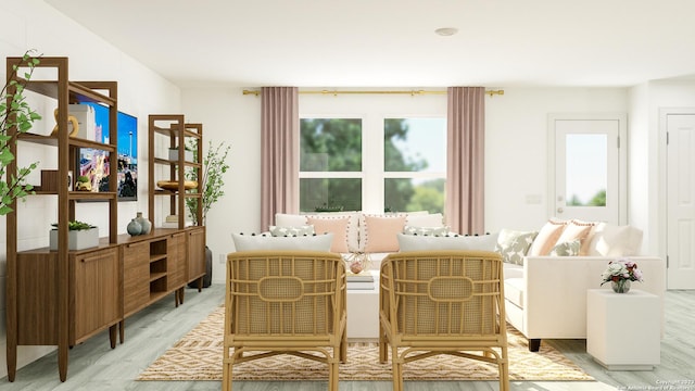 living area featuring light hardwood / wood-style floors