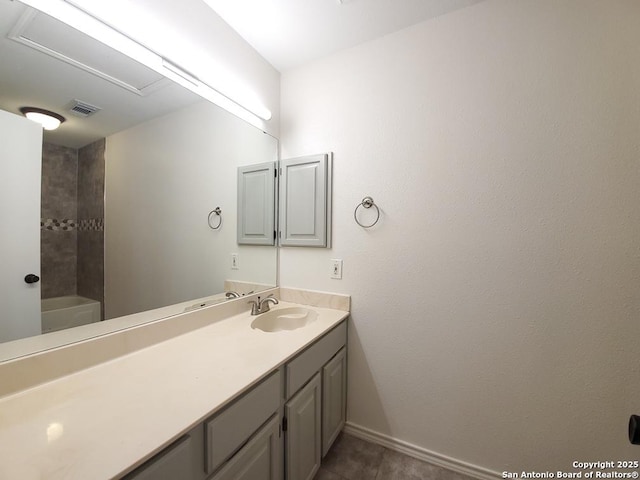 bathroom featuring vanity and a bathtub