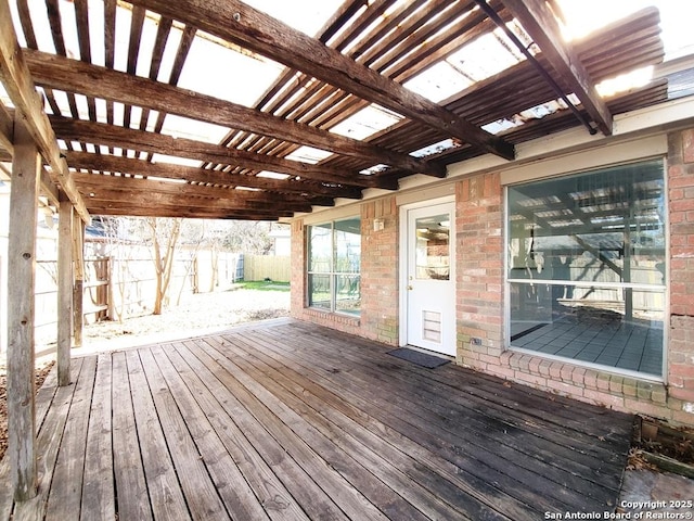 wooden terrace featuring a pergola