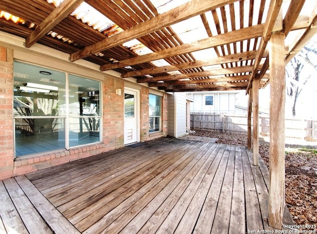 wooden terrace featuring a pergola