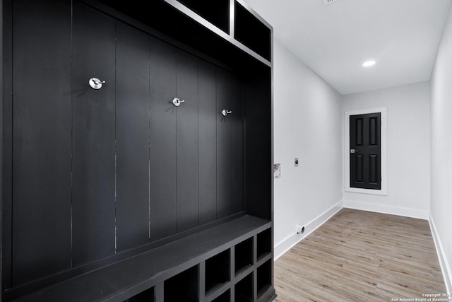 mudroom with light wood-type flooring