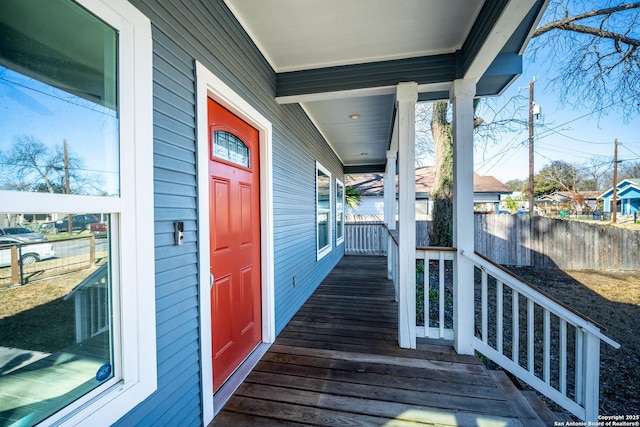 wooden deck with covered porch