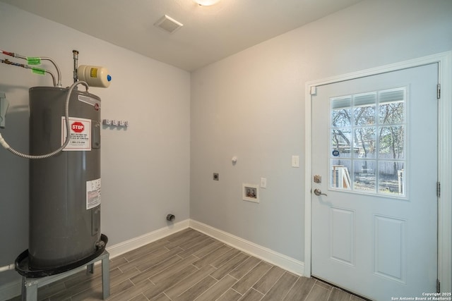 laundry room featuring washer hookup, hookup for an electric dryer, and water heater