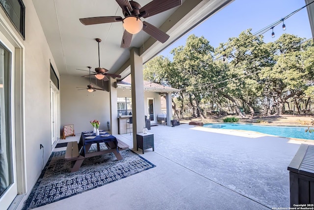 view of swimming pool with a patio