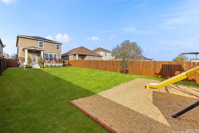 view of yard featuring a playground