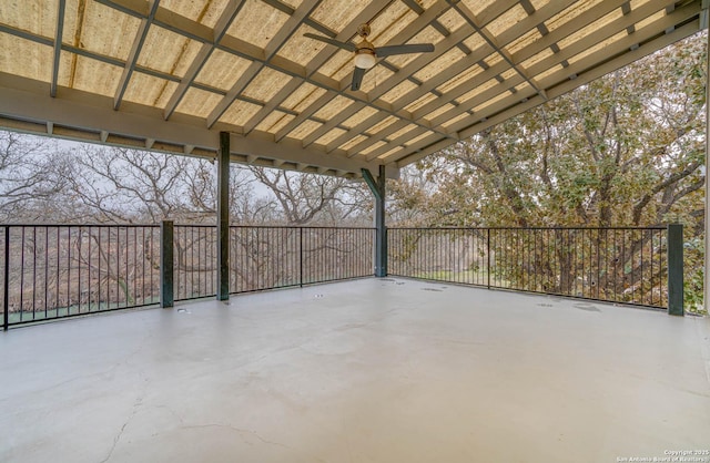 view of patio with ceiling fan