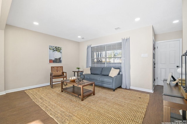 living room with wood-type flooring