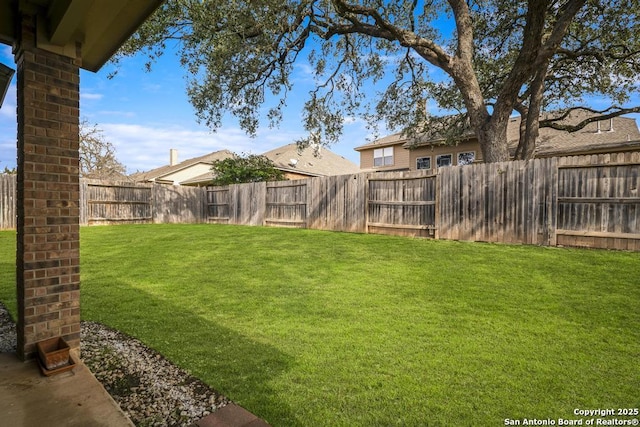 view of yard featuring a fenced backyard