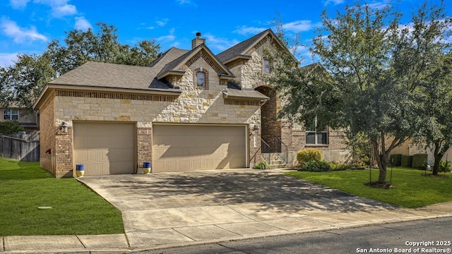 view of front of home featuring a front lawn