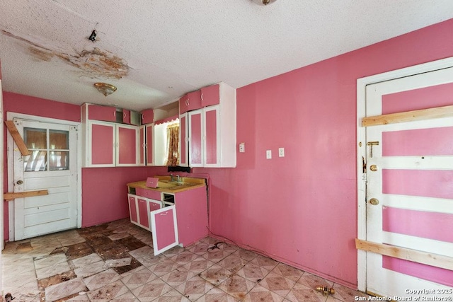 kitchen with sink and a textured ceiling