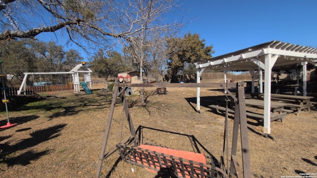 view of yard featuring a playground