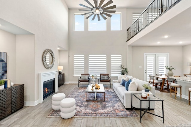 living room with light hardwood / wood-style floors