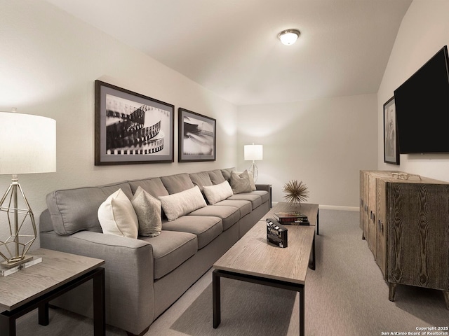 living room with light colored carpet