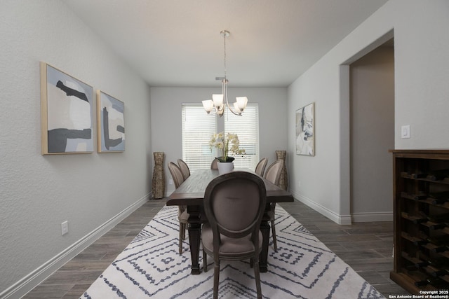 dining area featuring a chandelier