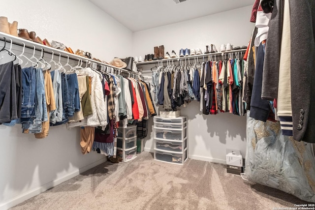 spacious closet with carpet floors