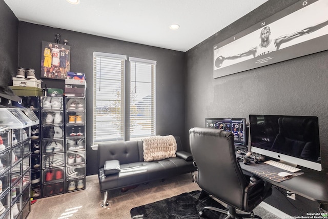 home office featuring carpet