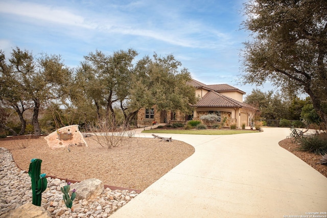 view of front of property with a garage